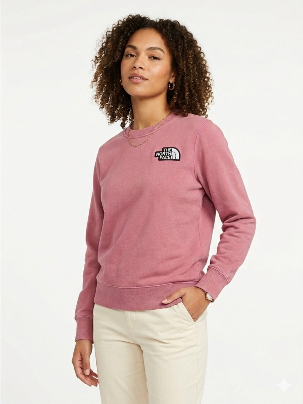 The North Face Heritage Patch Crewneck Sweatshirt Fleece Pink Womens Large